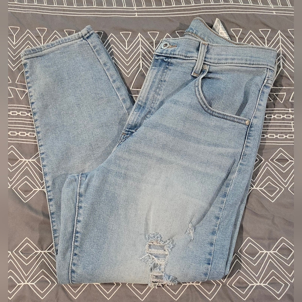Levis Womens Silver Tab Slim Straight Distressed Leg Jeans Size 32